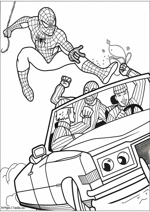 Coloriage Spiderman attrape les criminels à imprimer dessin