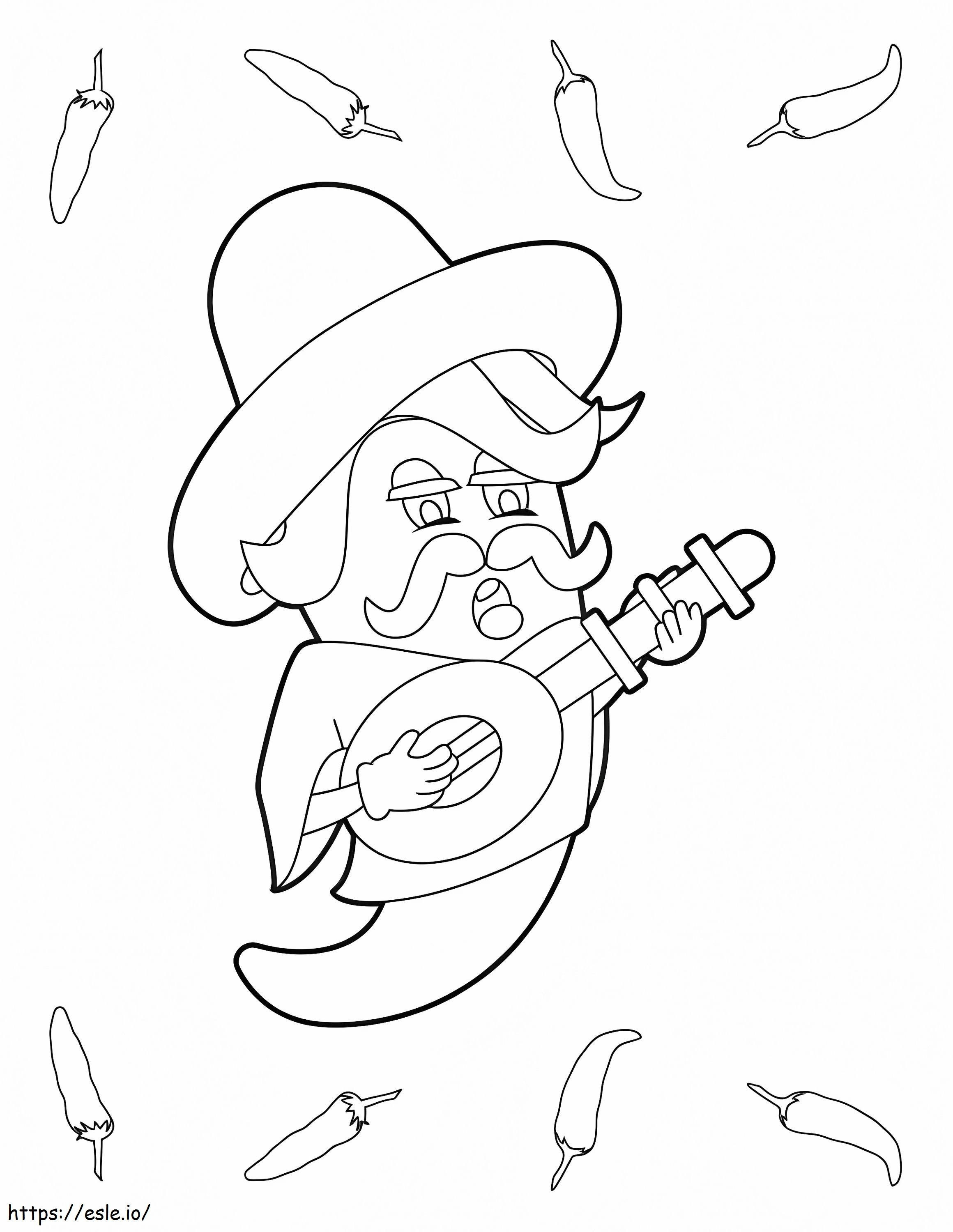 Old Chili tocando guitarra para colorir