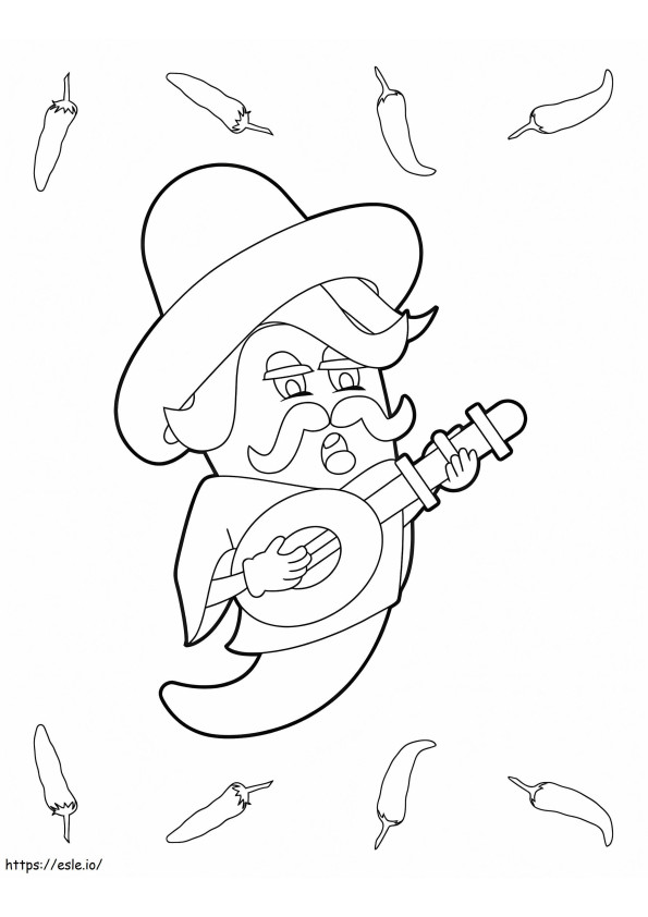 Old Chili Playing Guitar coloring page