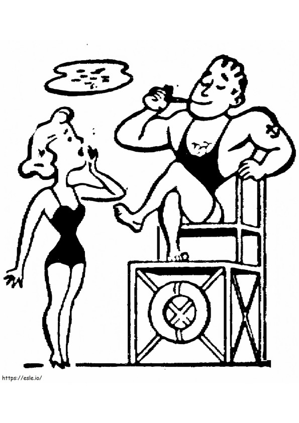 Lifeguard And Woman coloring page