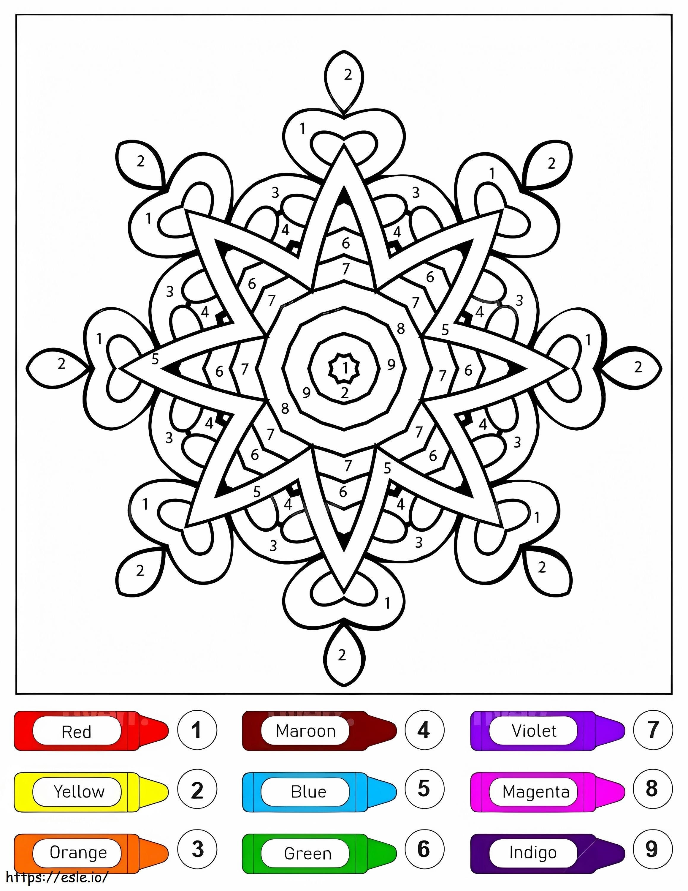 Hübsches Stern-Mandala für Kinder zum Ausmalen nach Zahlen ausmalbilder