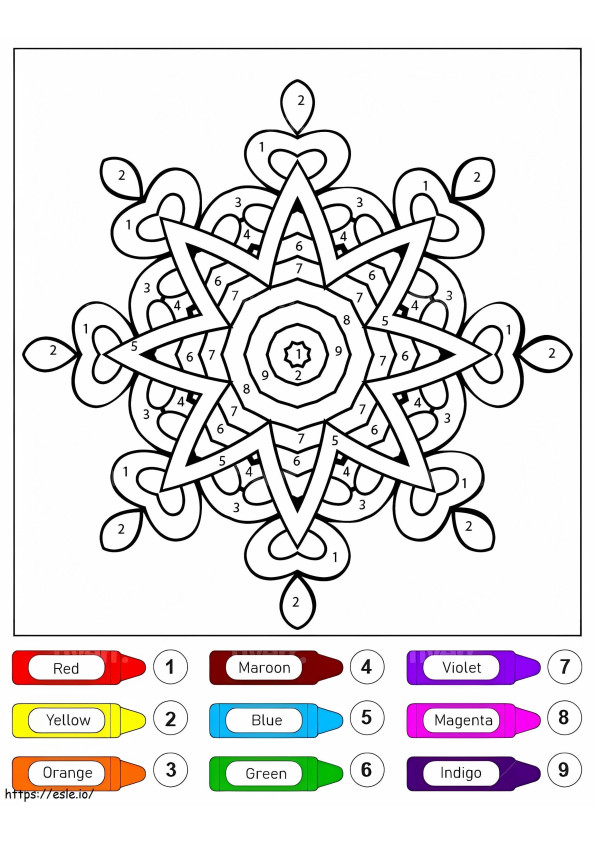 Pretty Star Mandala For Kids Color By Number coloring page