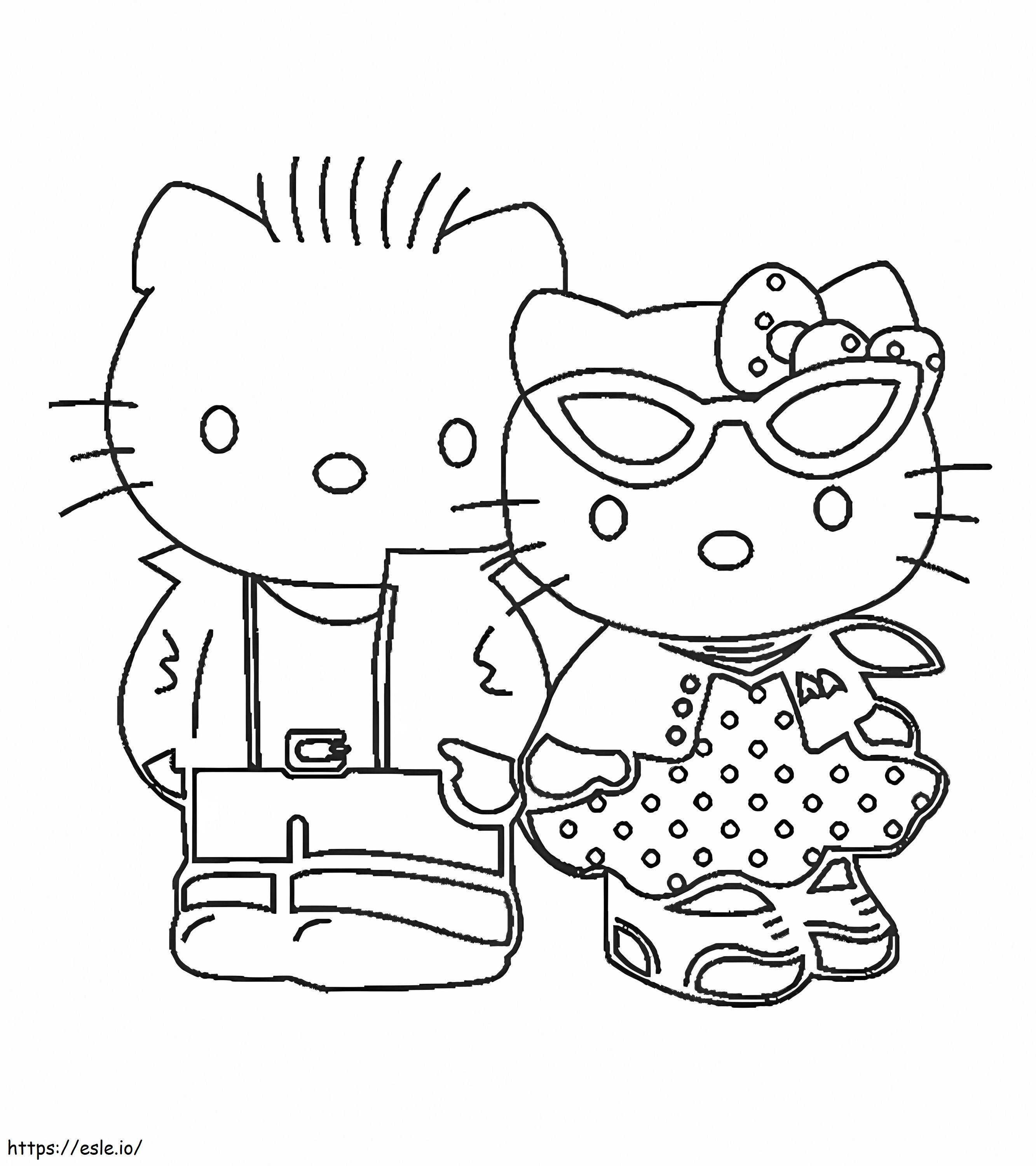 Genial Hello Kitty con una amiga para colorear