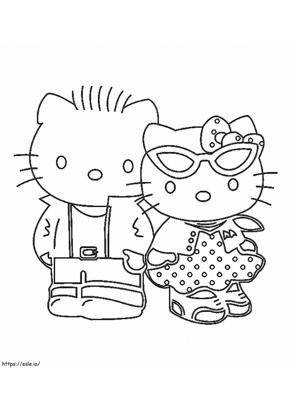 Coloriage Super Hello Kitty avec un ami à imprimer dessin