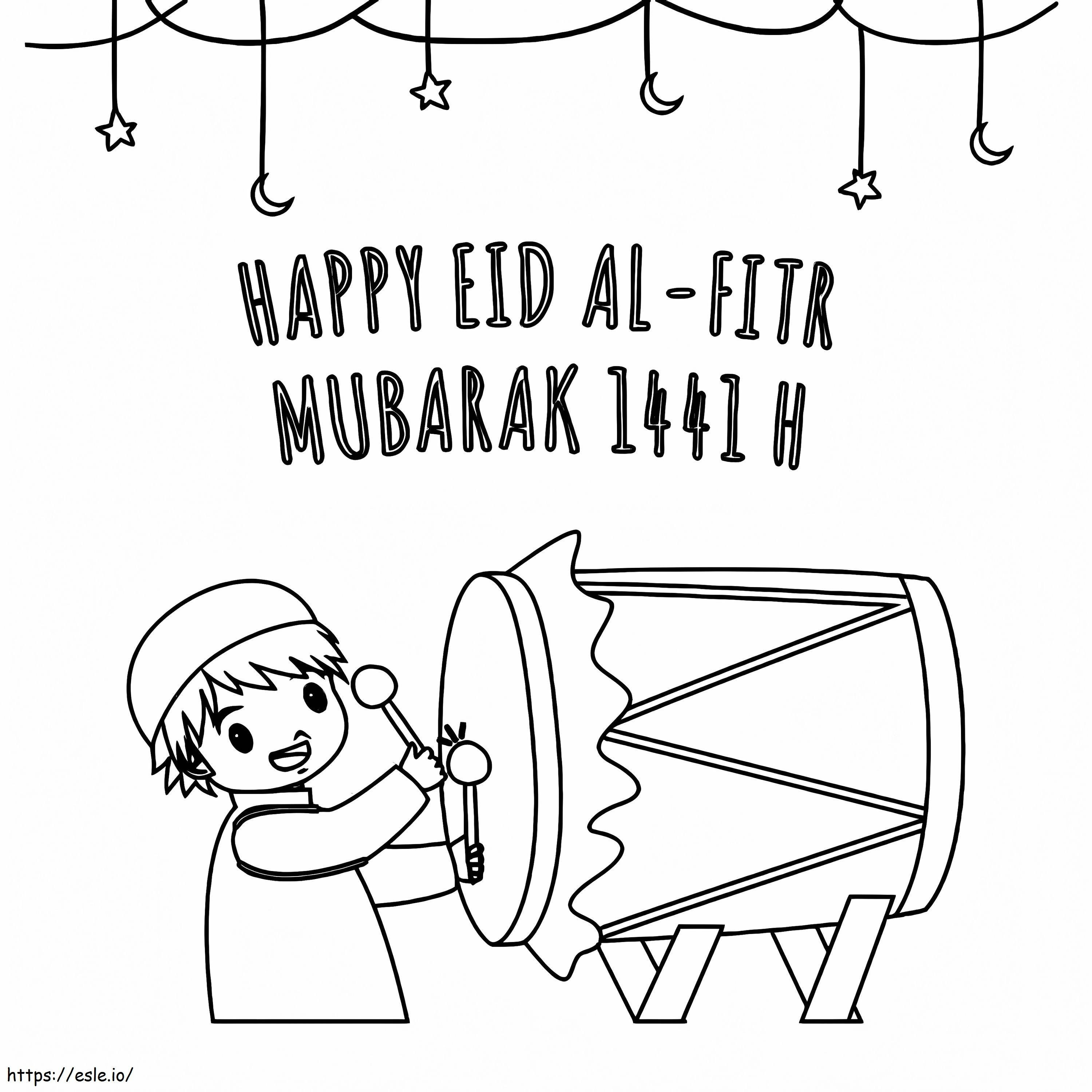 Coloriage Joyeux Eid Al-Fitr Moubarak à imprimer dessin