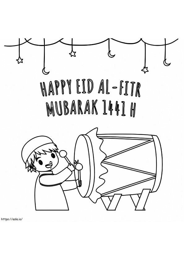 Coloriage Joyeux Eid Al-Fitr Moubarak à imprimer dessin