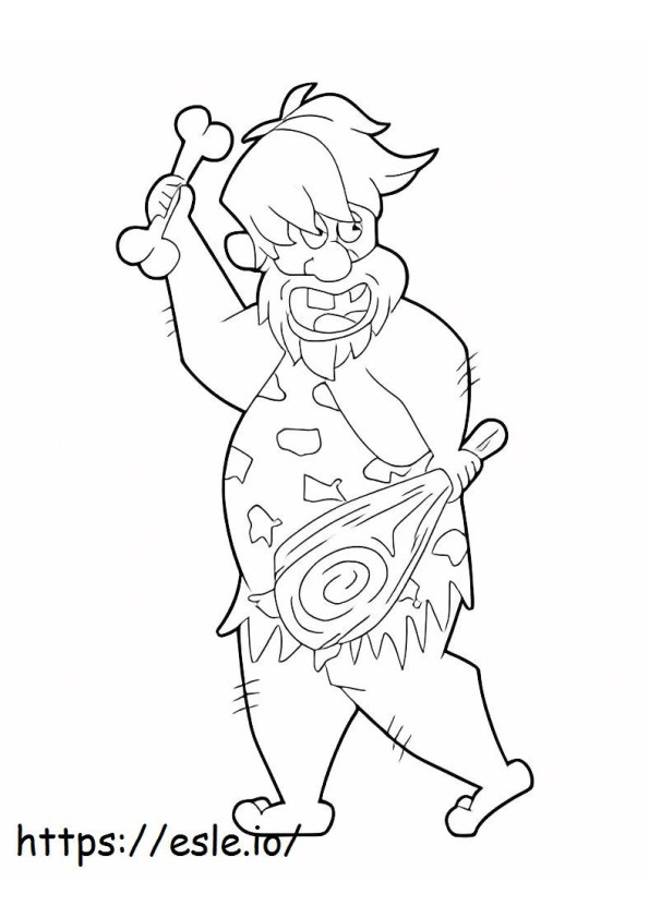 Cavemen With Weapon And Bone coloring page