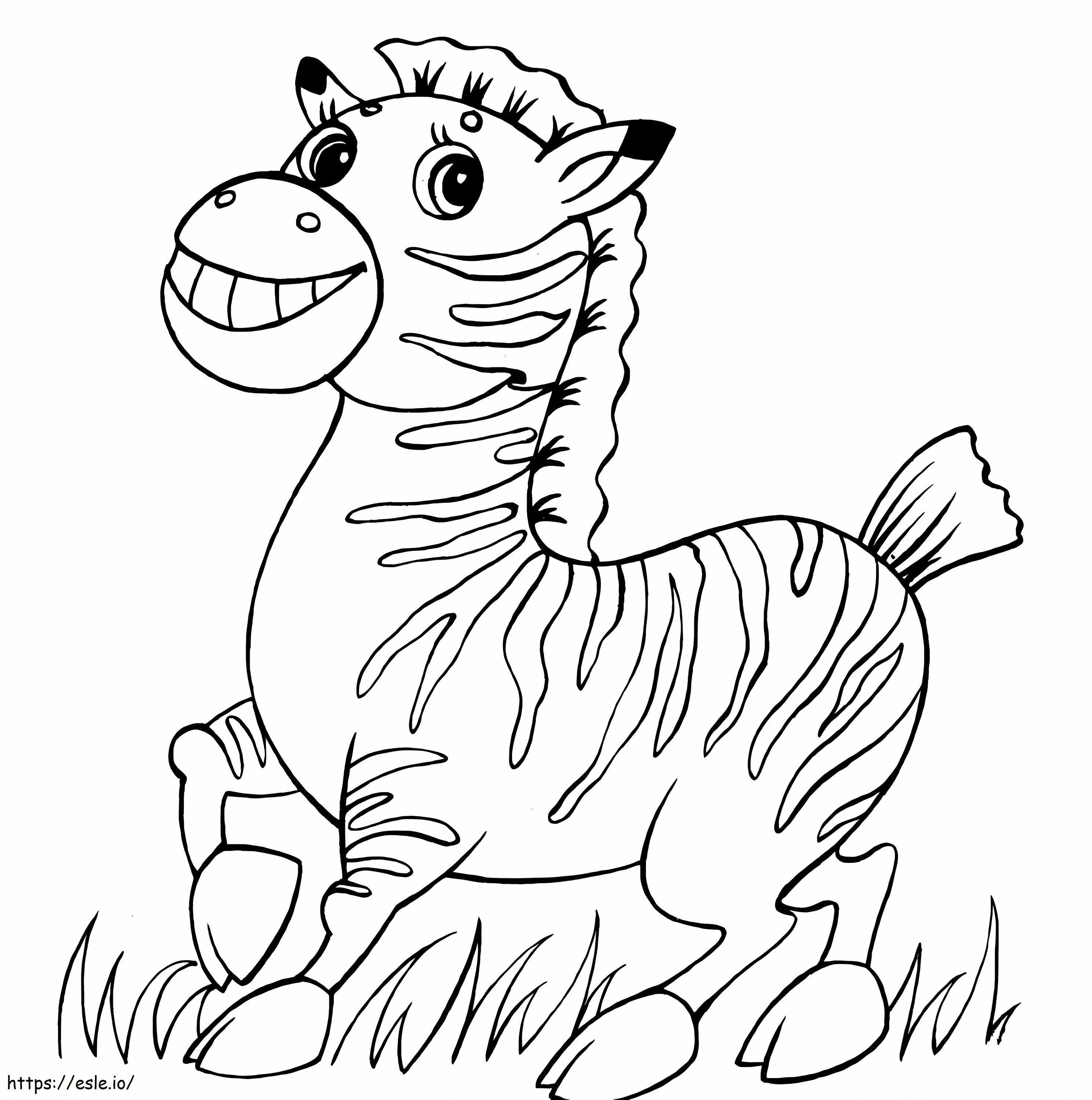 Fun Zebra On Grass coloring page