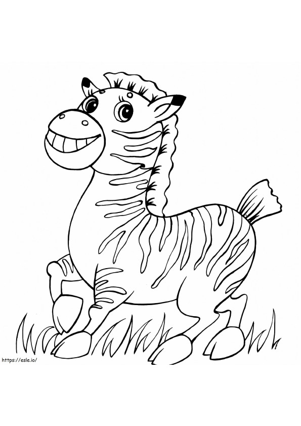 Zabawna Zebra Na Trawie kolorowanka