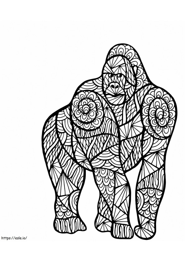 Gorilla Mandala coloring page