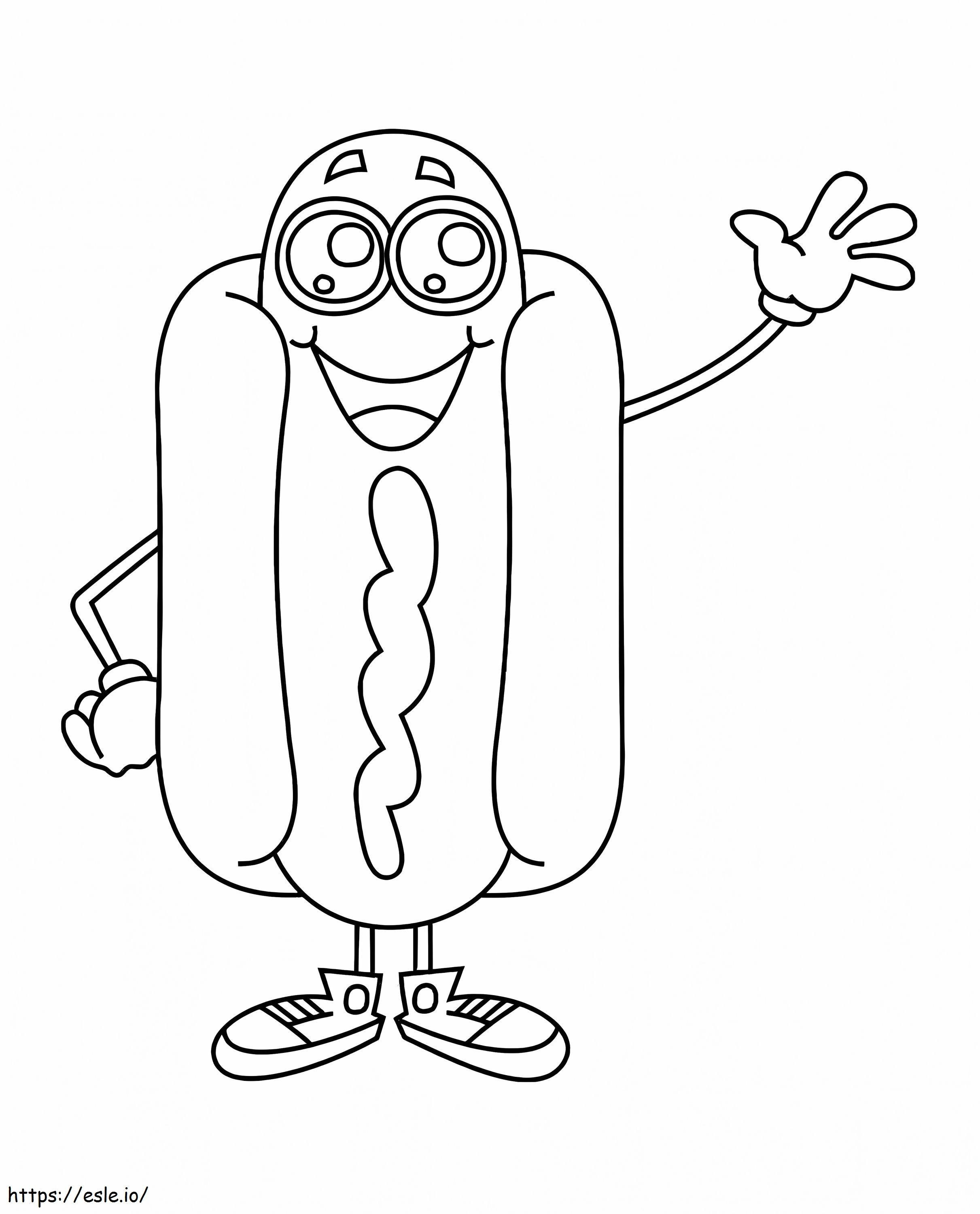 Hot Dog Kawaii coloring page