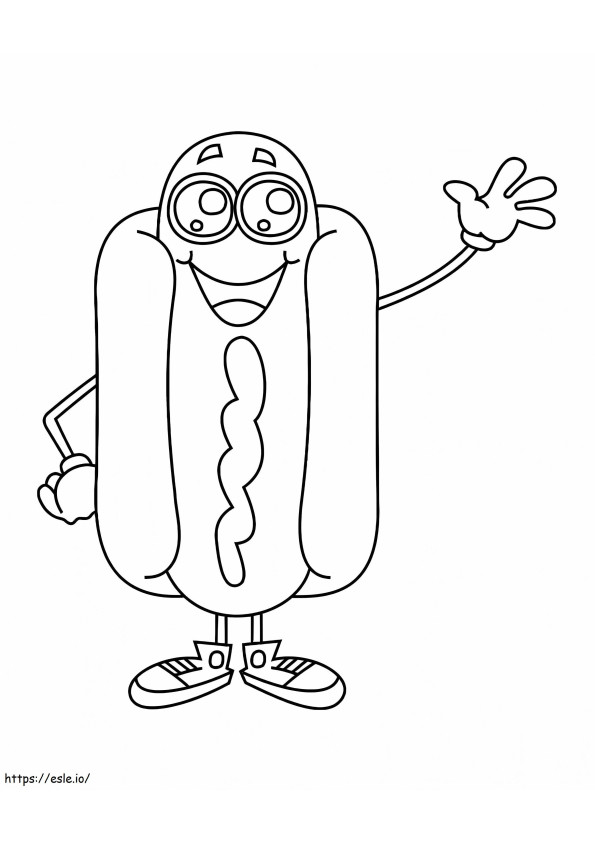 Hot Dog Kawaii coloring page