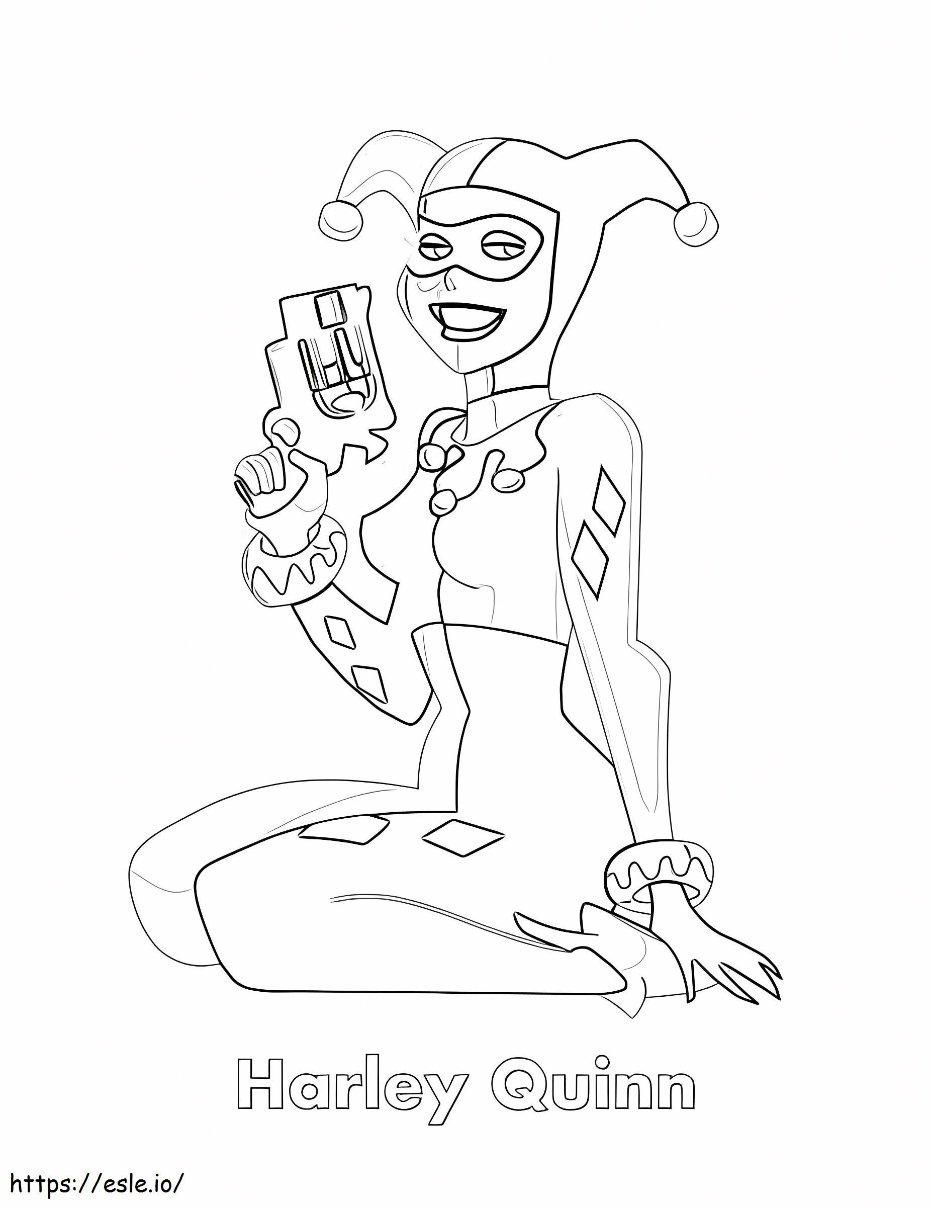 Harley Quinn With Gun coloring page