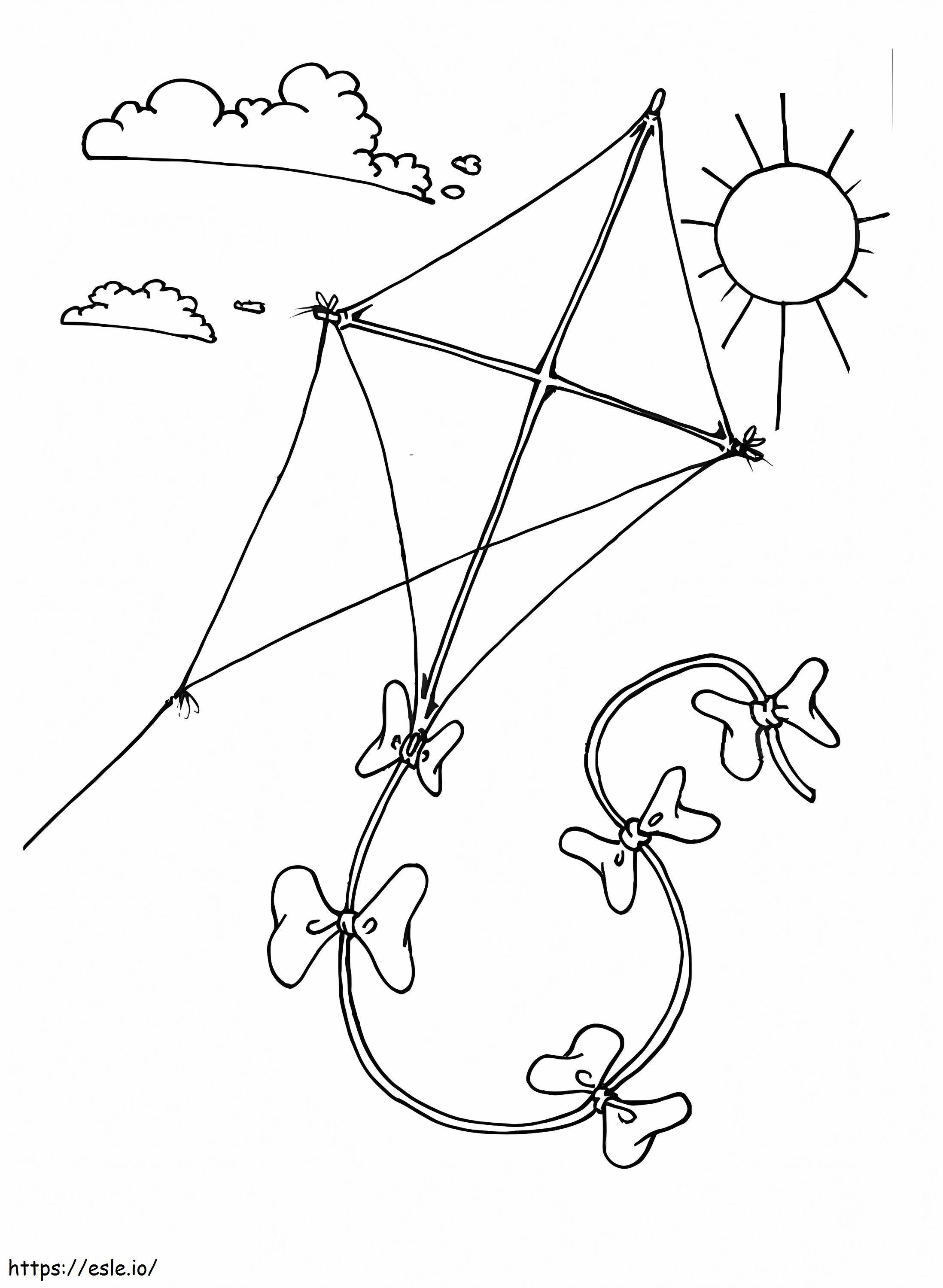 Coloriage Soleil et cerf-volant à imprimer dessin