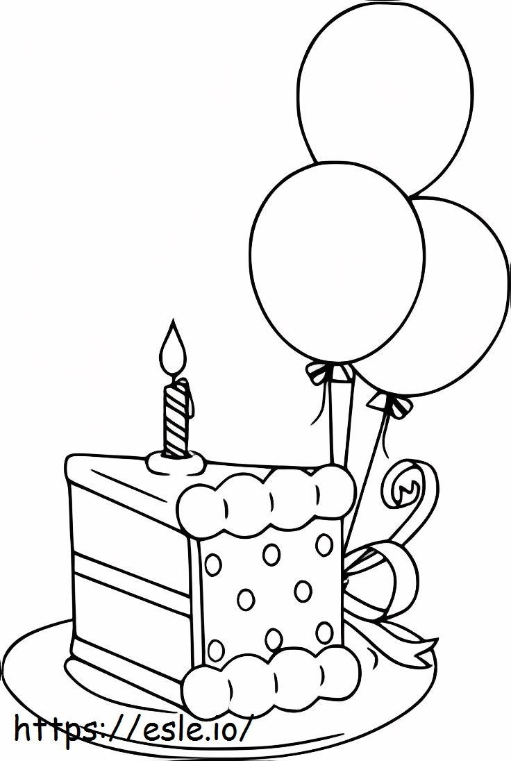 Birthday Cake With Balloon coloring page