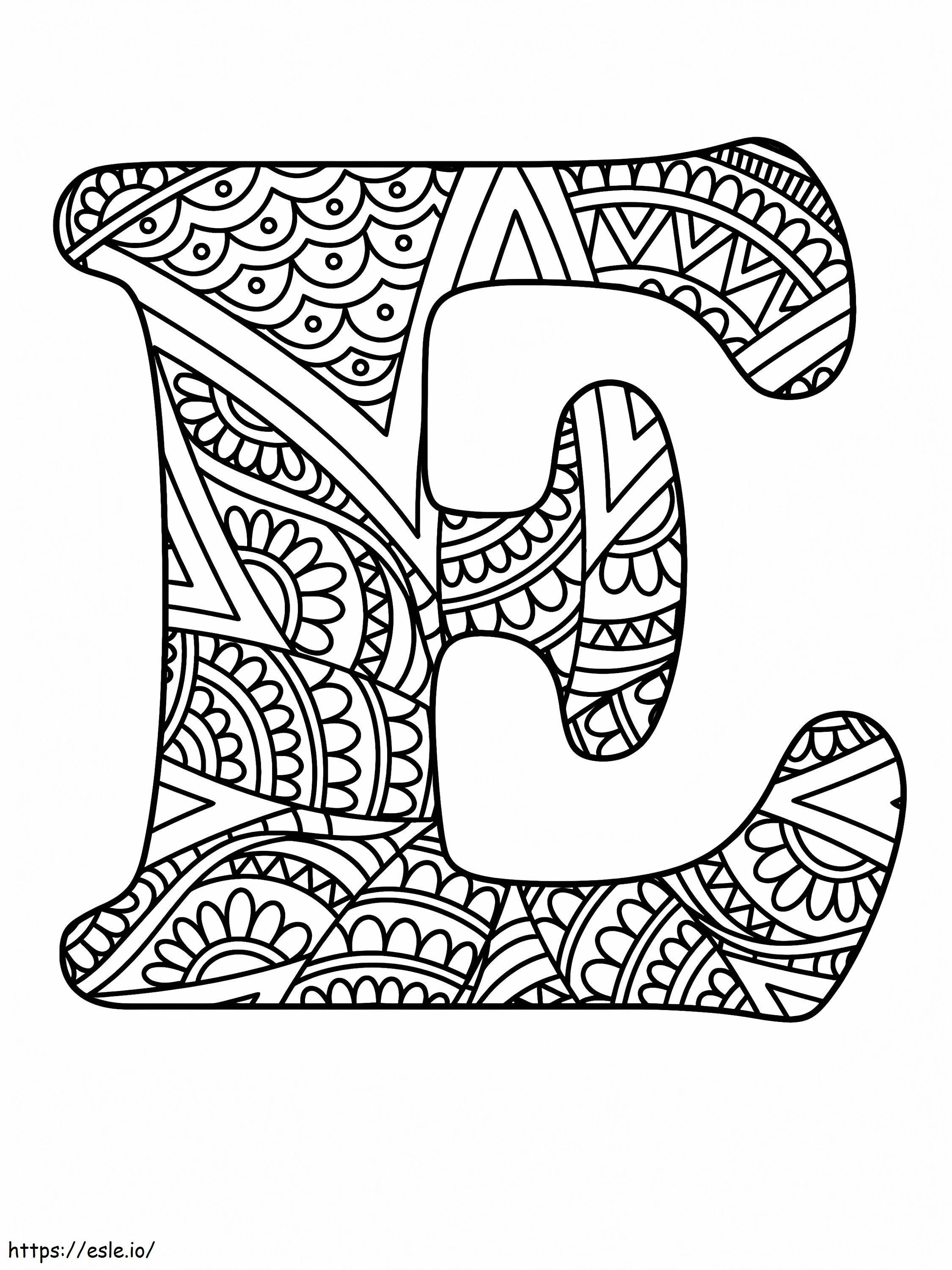 E harfi Mandala alfabesi boyama