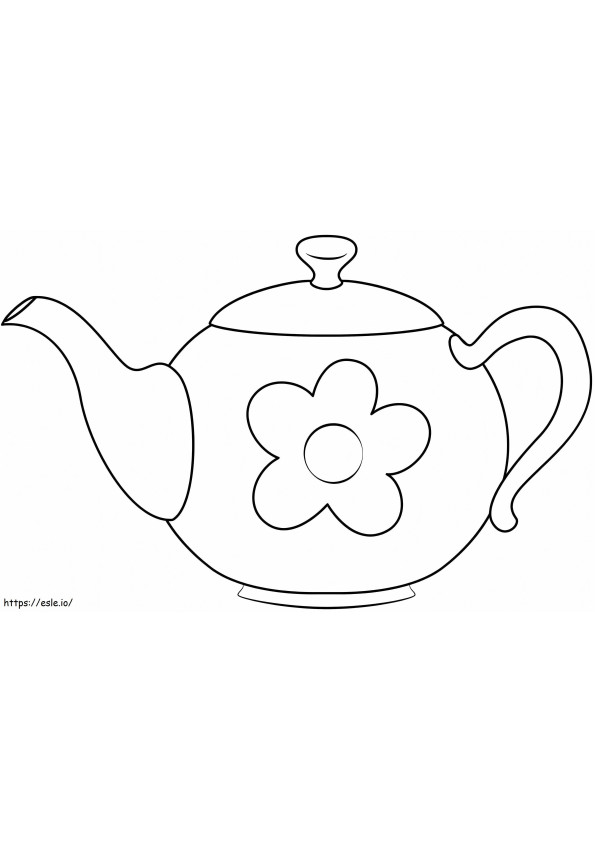 Teapot With Flower coloring page