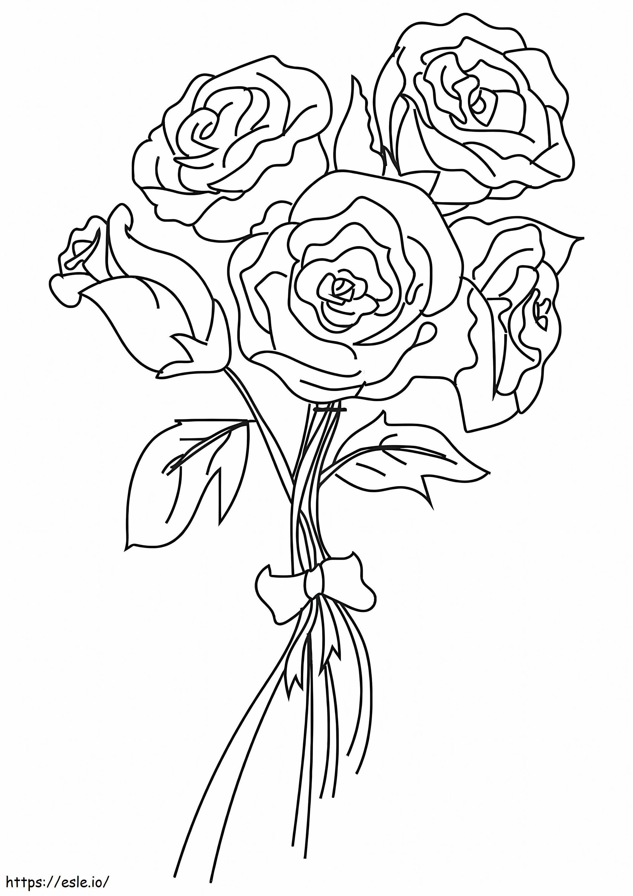 Coloriage Bouquet de roses simples à imprimer dessin