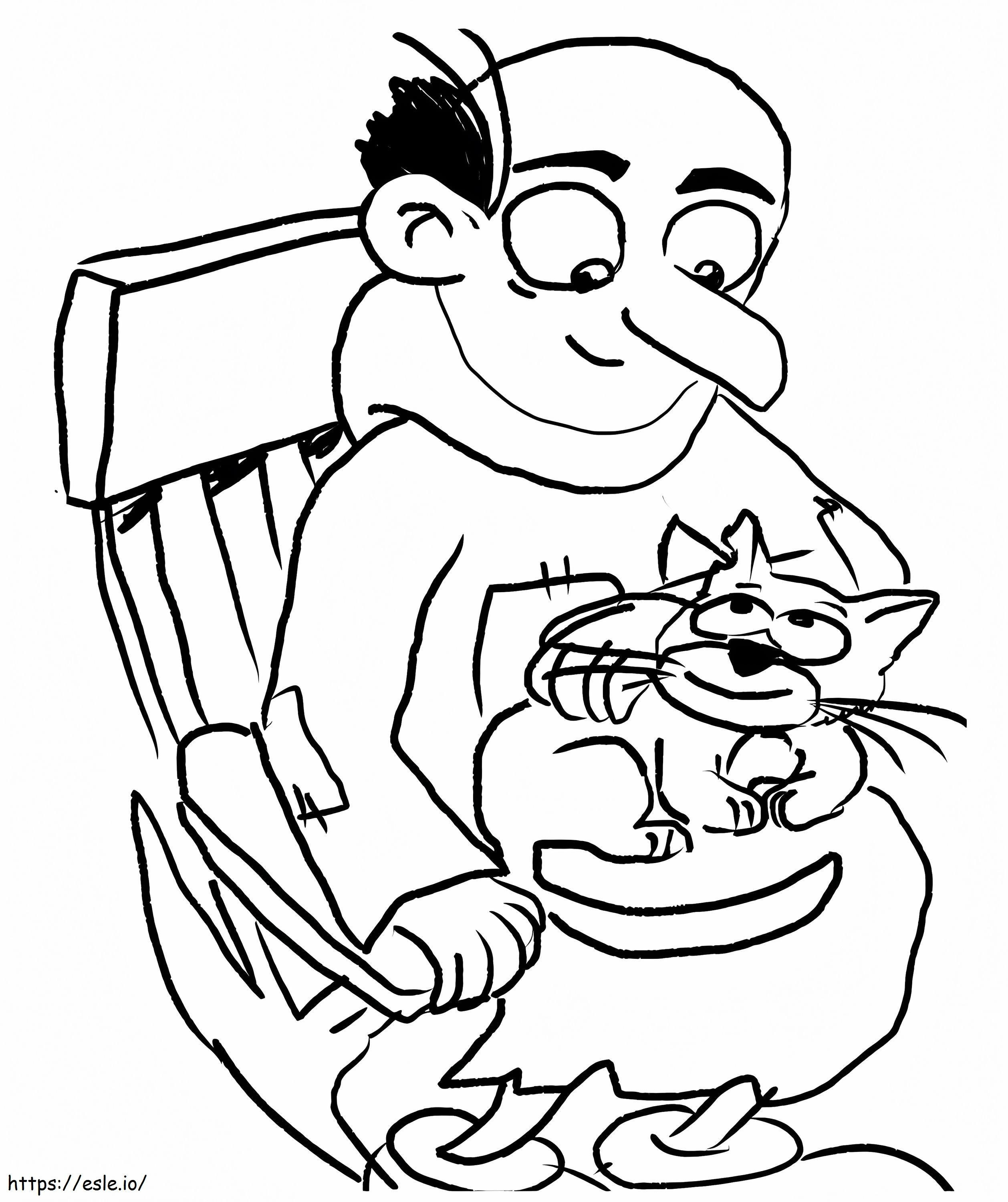 Gargamel com seu gato para colorir