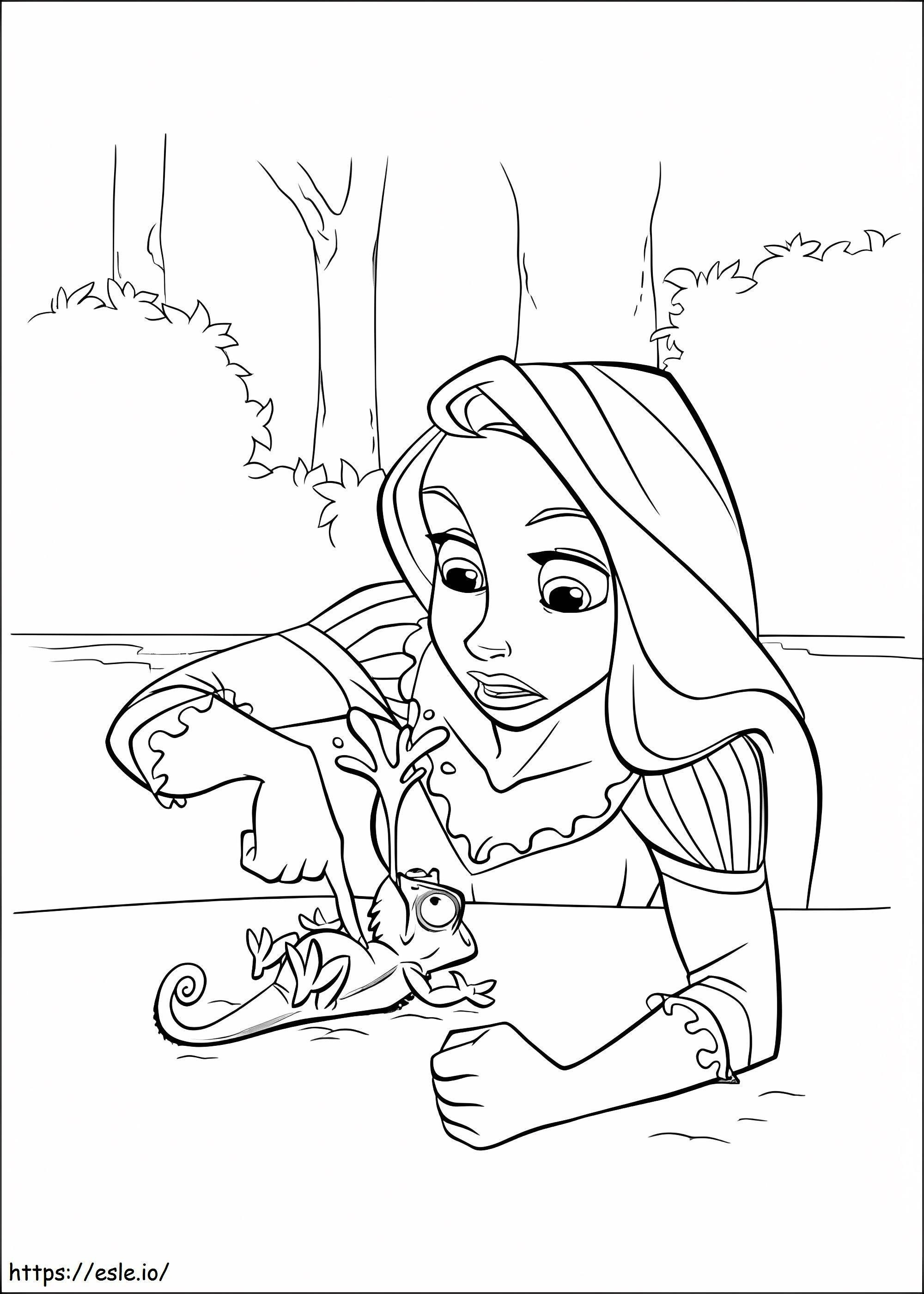 Normal Rapunzel With Gecko coloring page