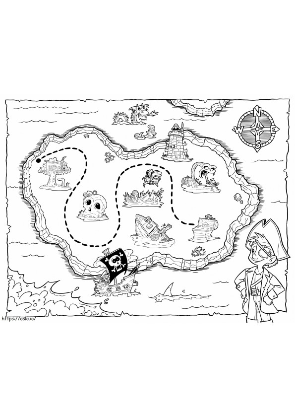 Mapa do Tesouro dos Piratas para colorir