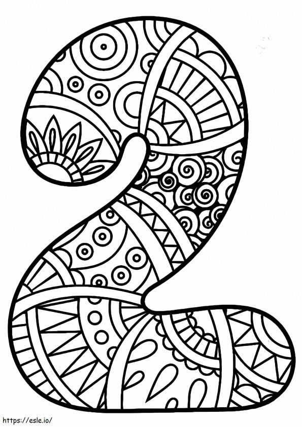 Number 2 Zentangle coloring page