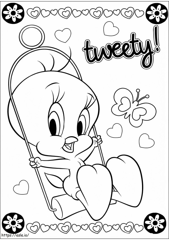 1533093612 Tweety Swinging A4 coloring page