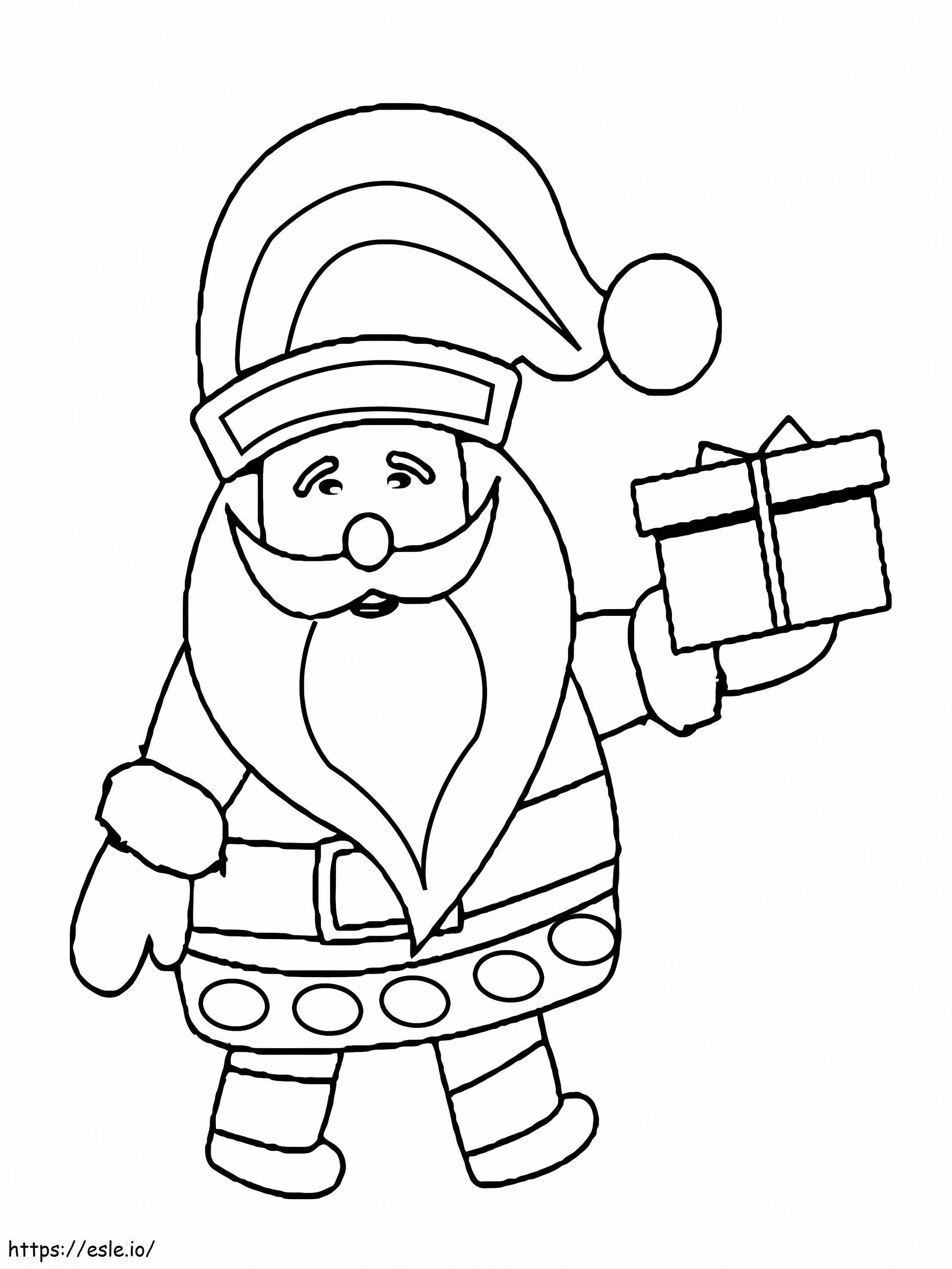 Papai Noel e um presente para colorir