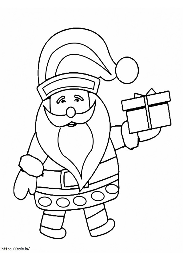 Santa Claus And A Present coloring page