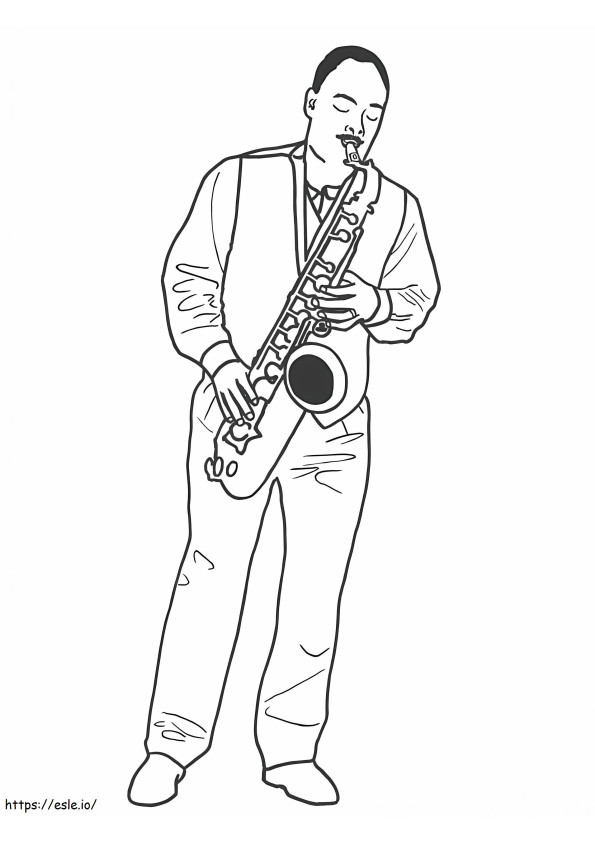 Saxofonist 1 kleurplaat