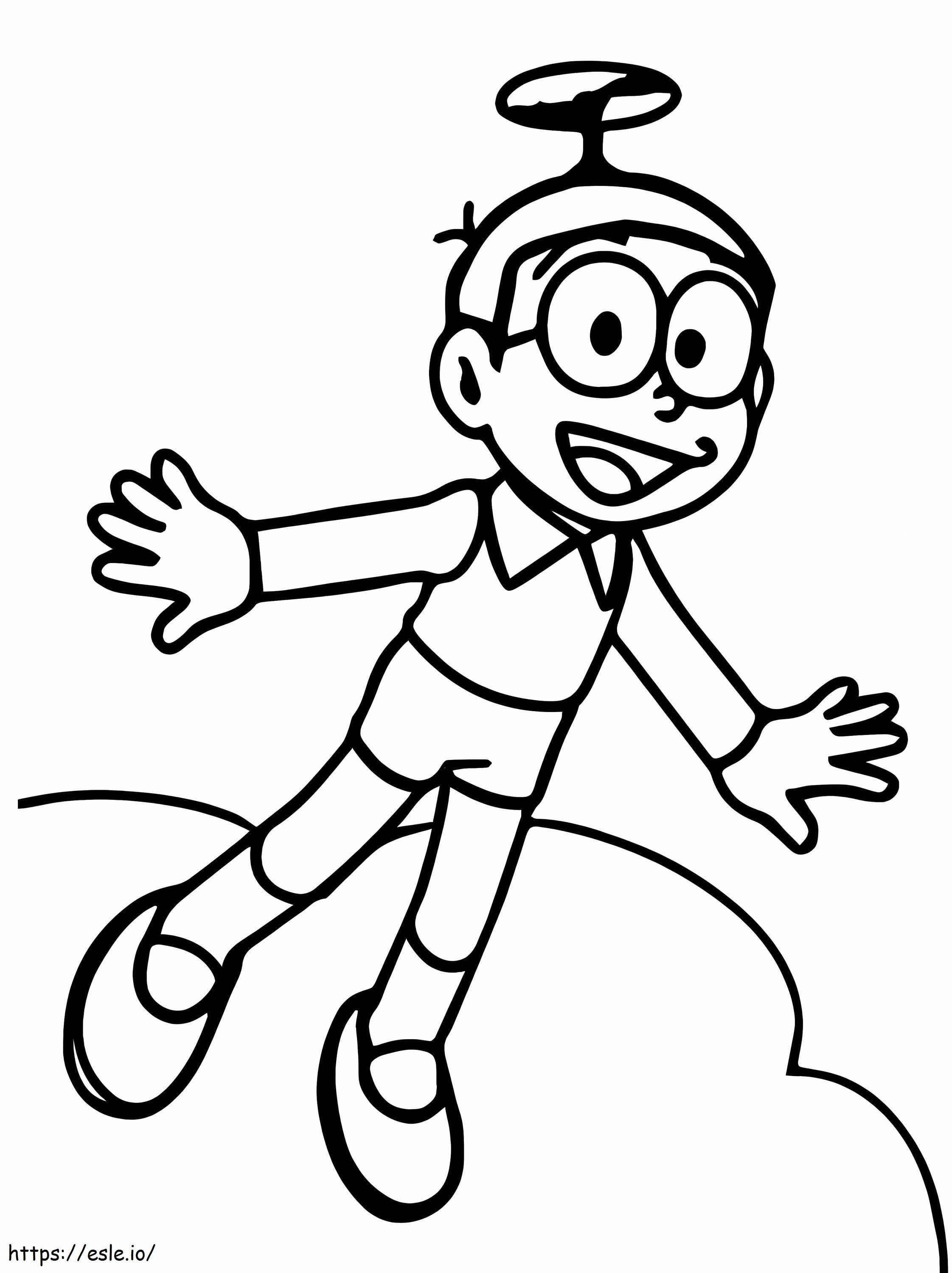 Nobita volando para colorear