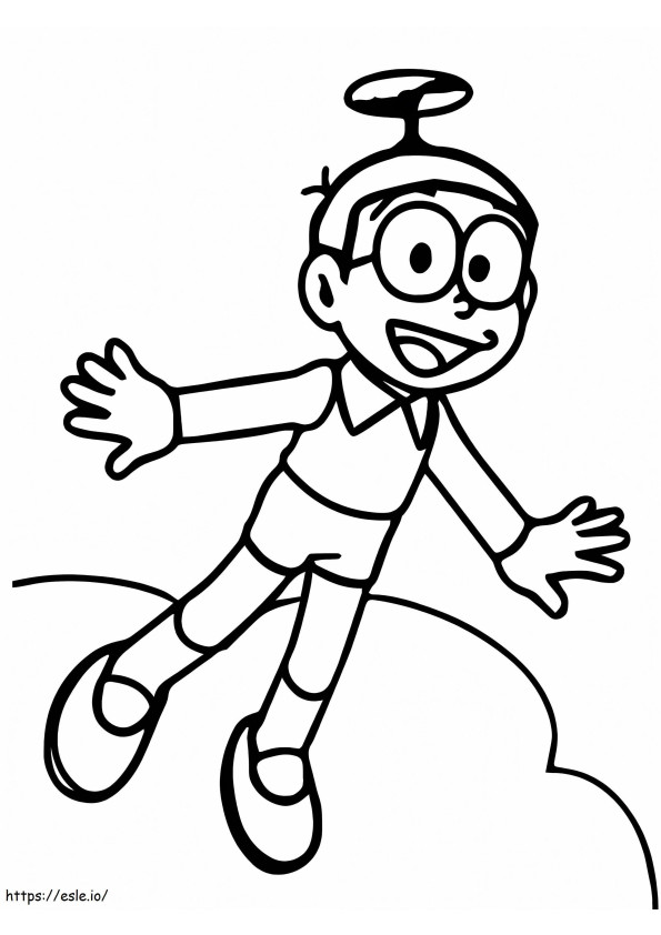 Nobita Flying coloring page