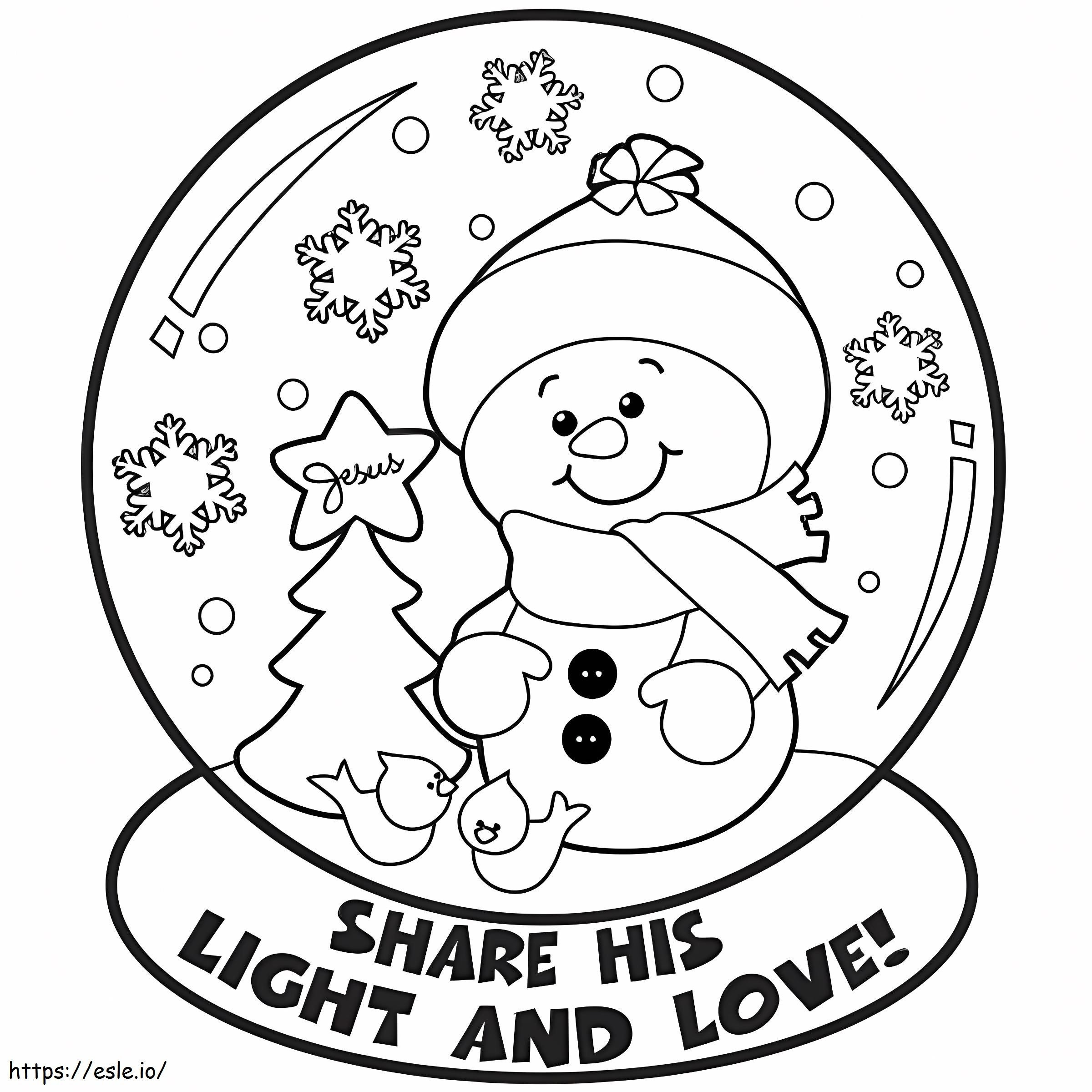 Coloriage Joli bonhomme de neige dans une boule à neige à imprimer dessin