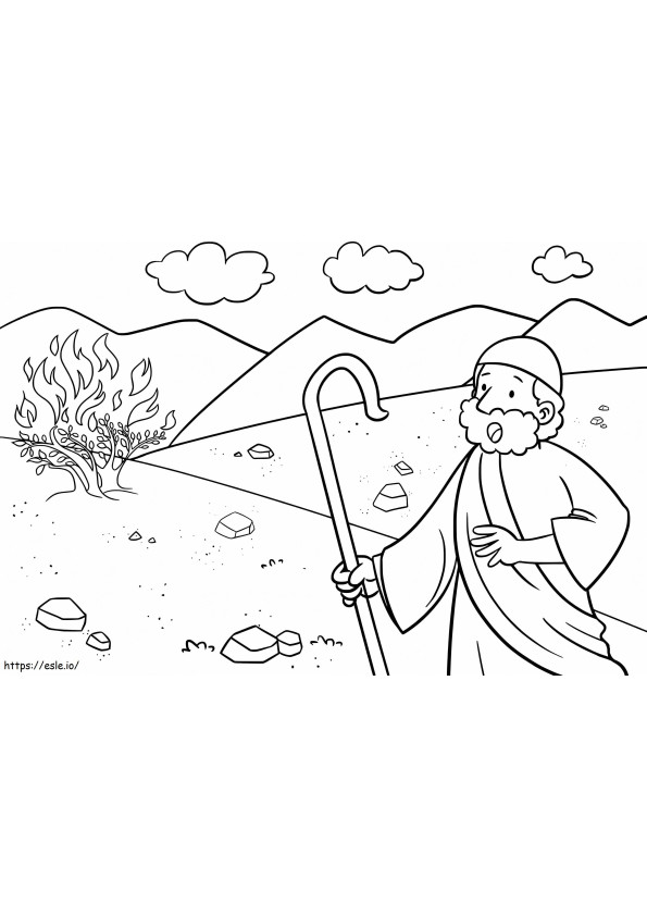 Moisés e a Sarça Ardente para colorir