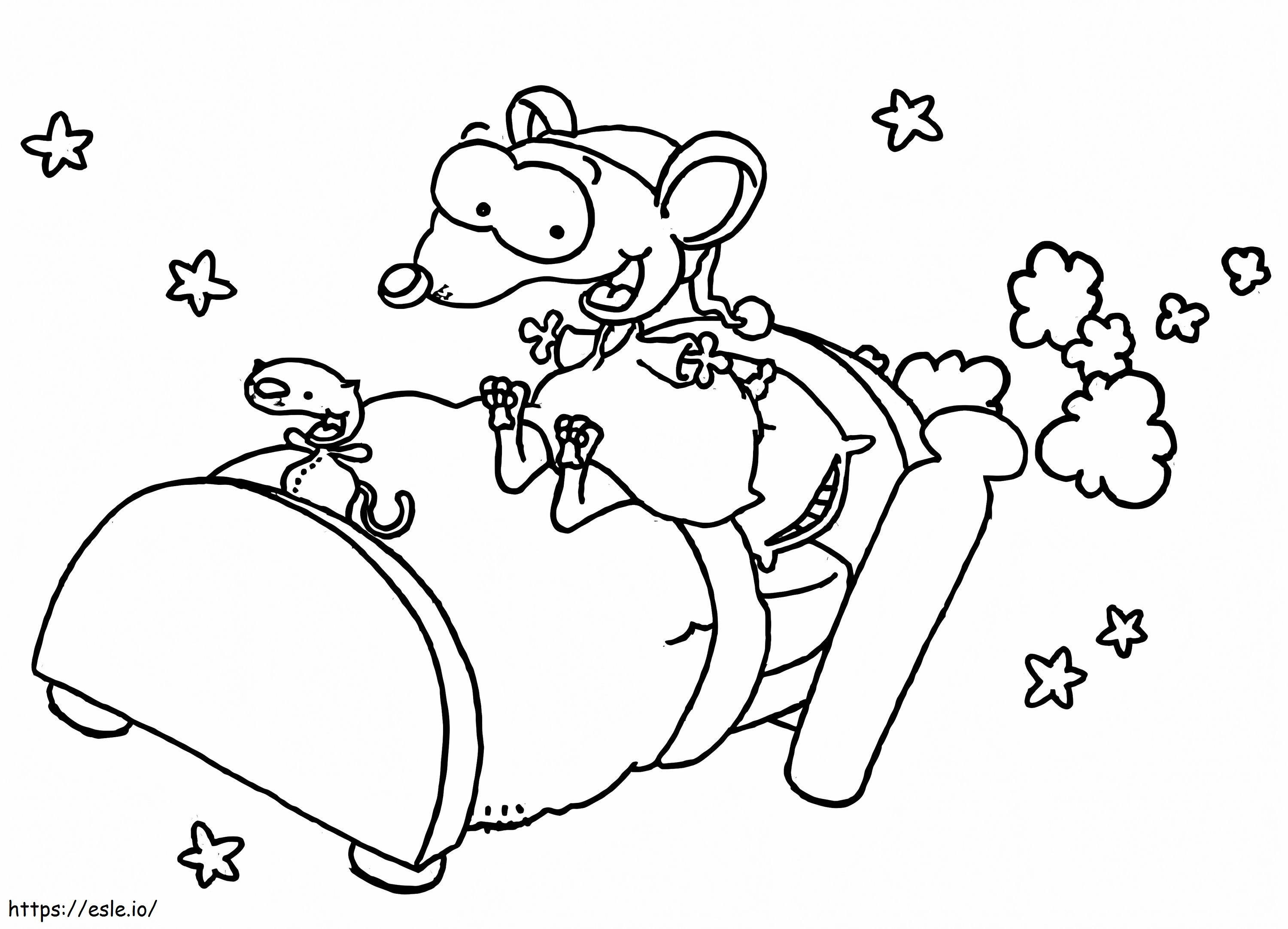 Toopy And Binoo On Bed coloring page
