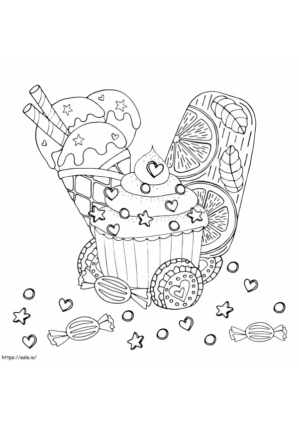 Cake Sweets Dessert Ice Cream coloring page