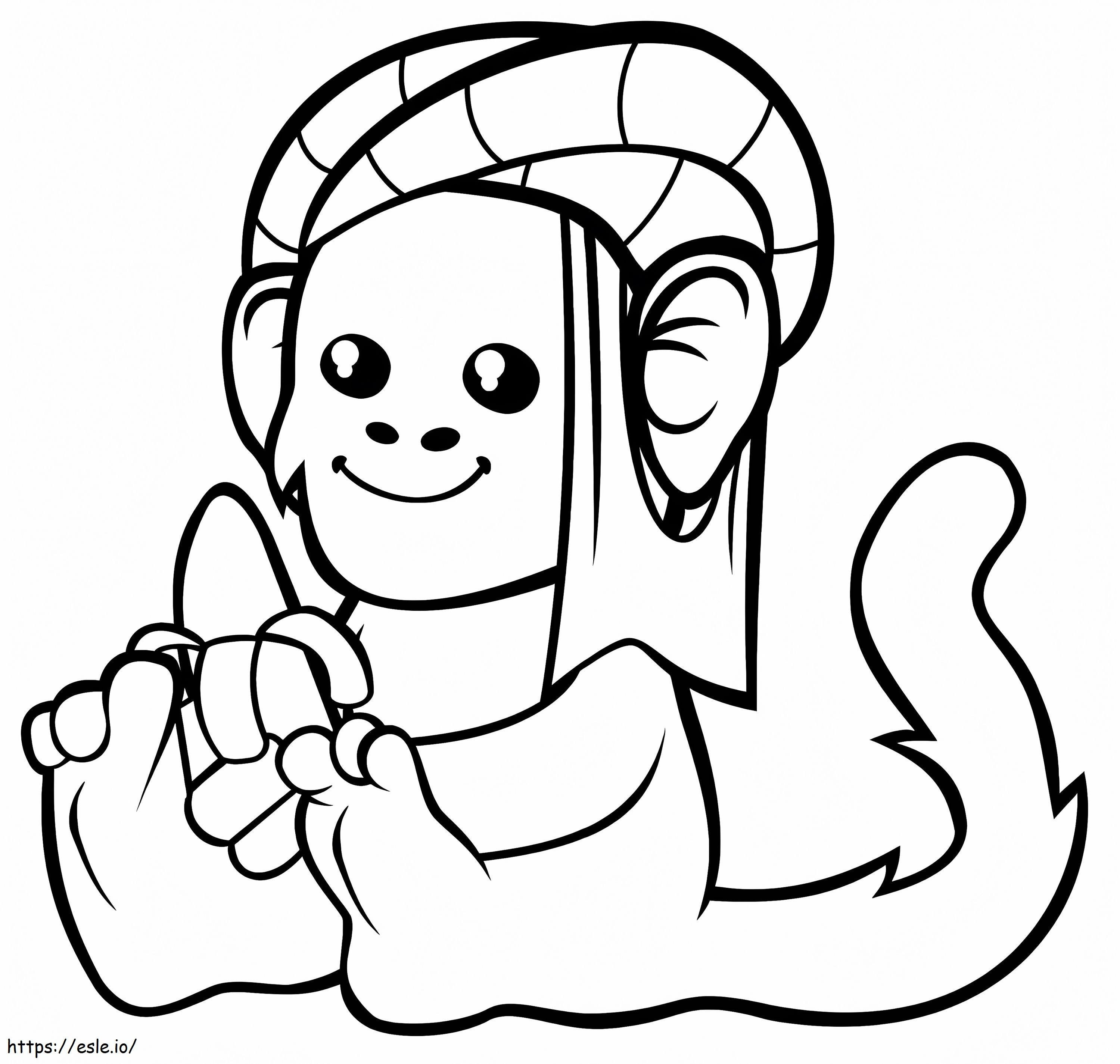 Cute Monkey In A Turban coloring page