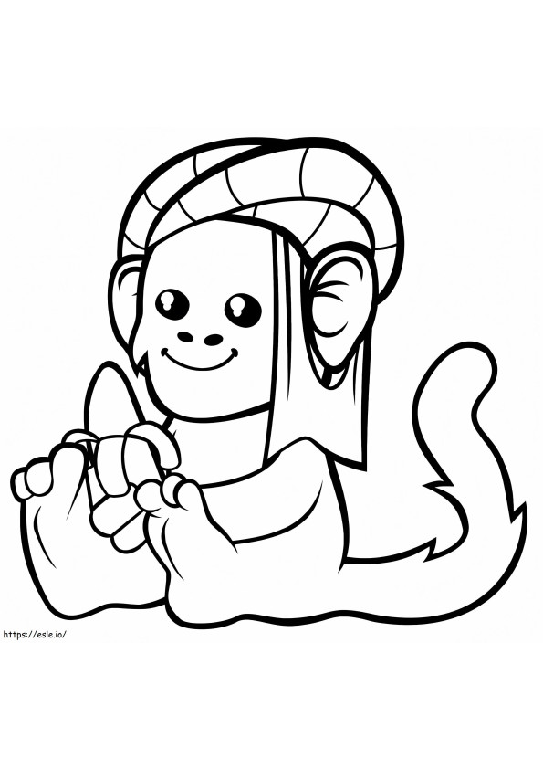 Cute Monkey In A Turban coloring page