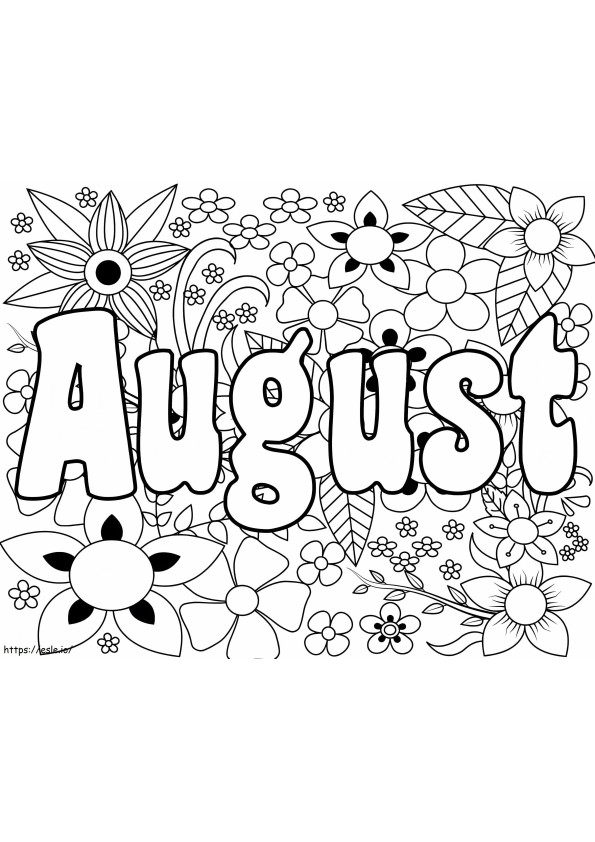 Coloriage Bonjour août avec fleur à imprimer dessin