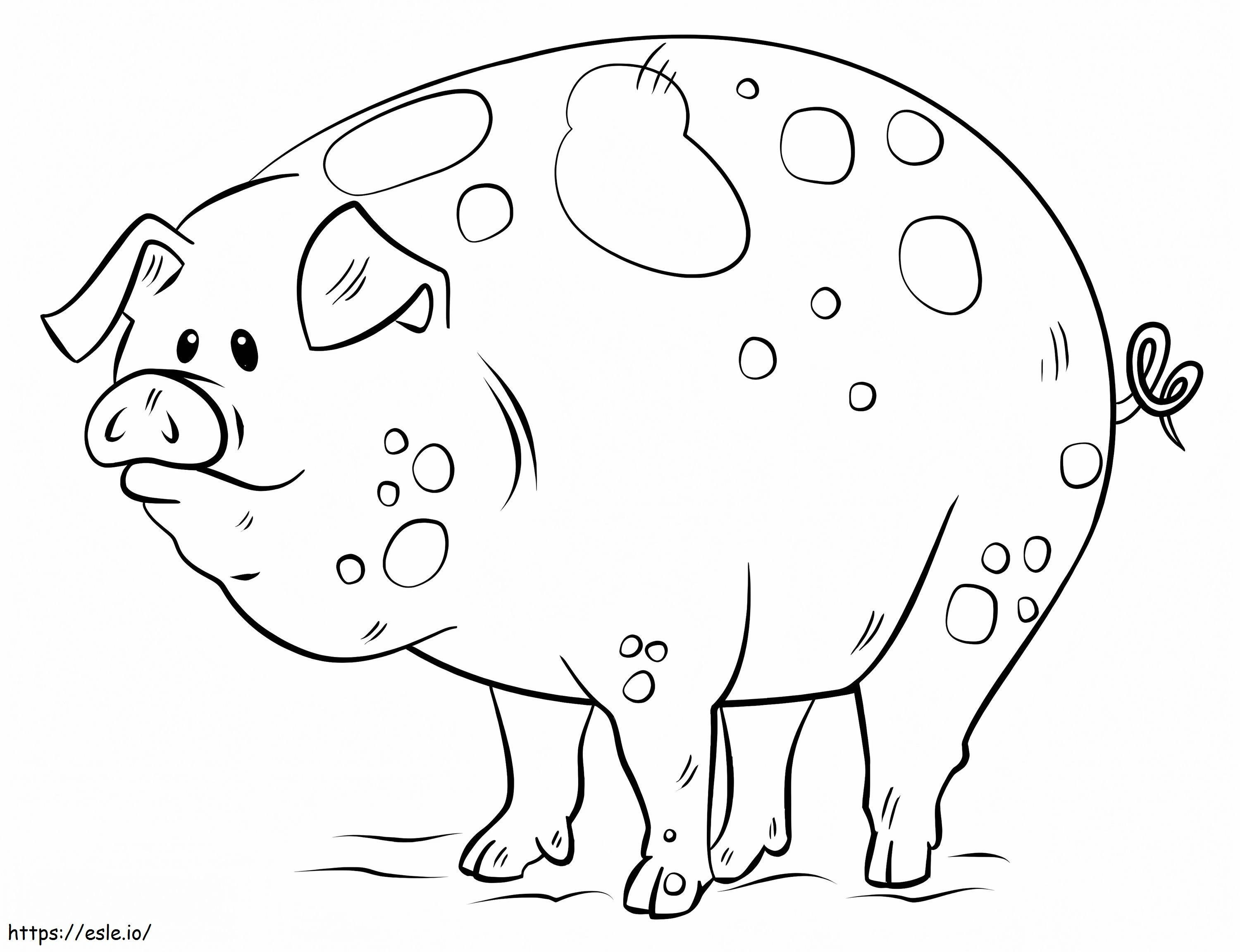 Cerdo de dibujos animados para colorear