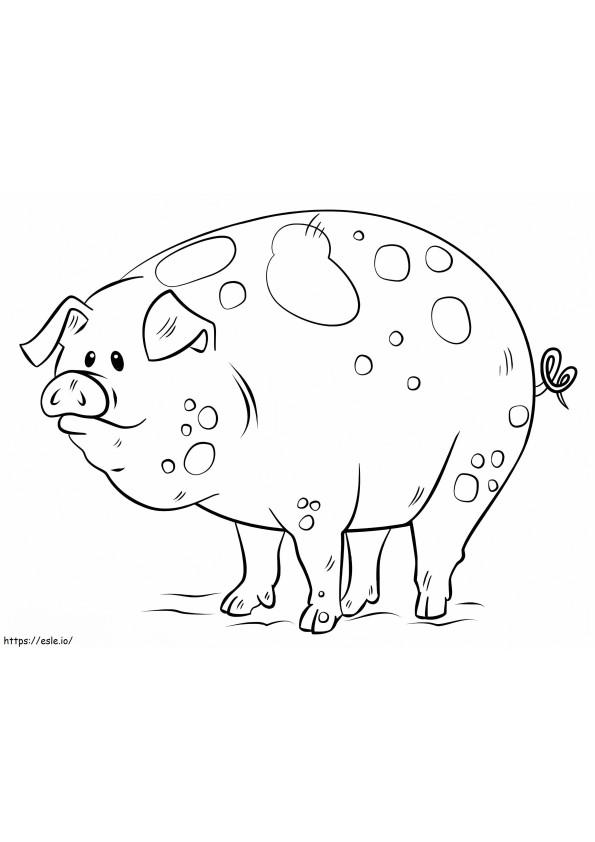 Coloriage Cochon de dessin animé à imprimer dessin
