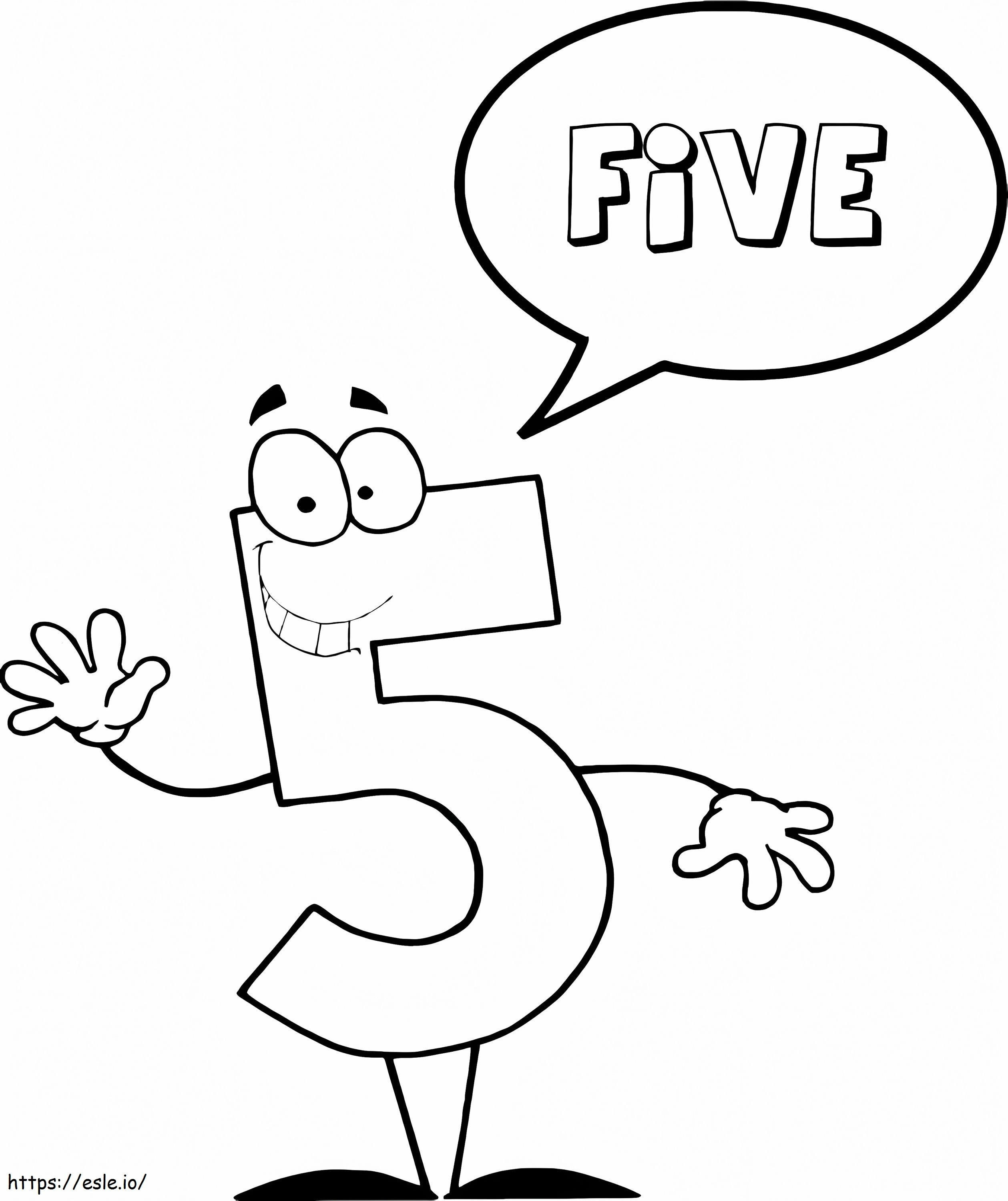 Cartoon Number 5 coloring page