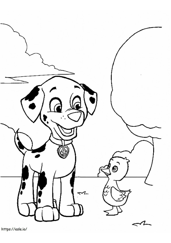 Marshall And A Baby Goose coloring page