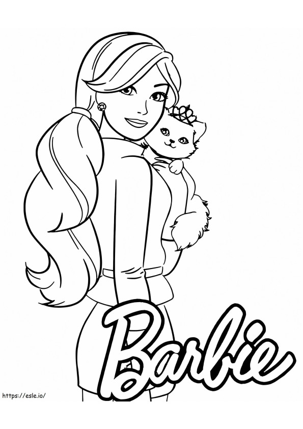 Barbie And Kitty coloring page