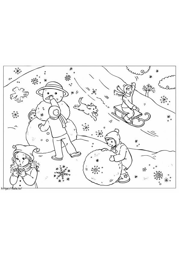 Zimowa scena 1 kolorowanka