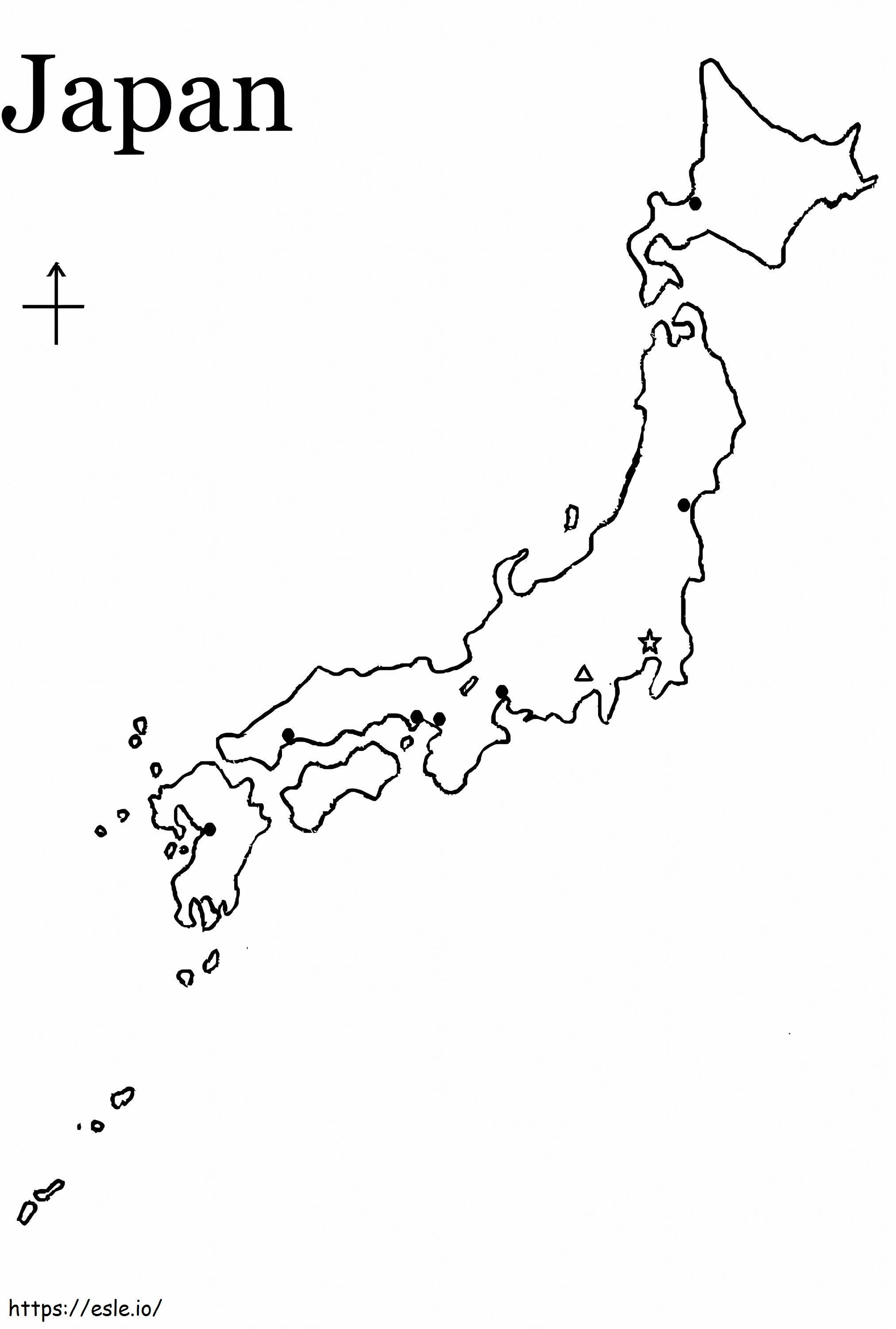 Mapa Japonii kolorowanka