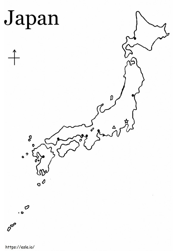 Mapa do Japão para colorir