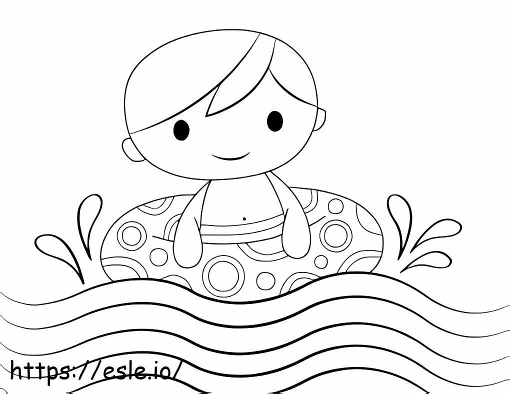 Desenhando menino nadando para colorir