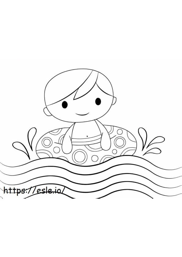Piirustus Boy Swimming värityskuva