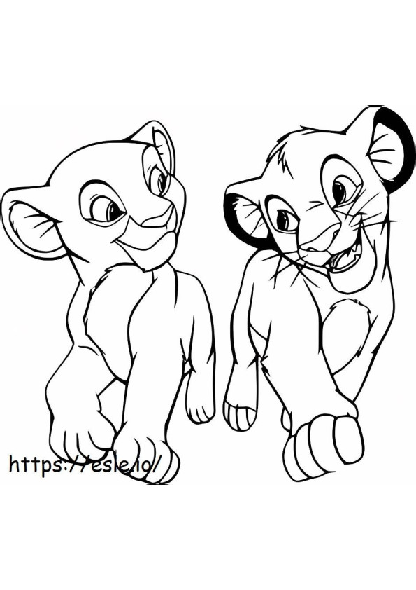Young Nala And Simba Walking